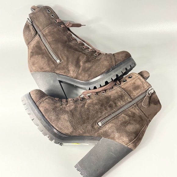 Authentic Prada Sport Brown Suede Lace-up Platform Boots, Size 37 - Picture 8 of 15